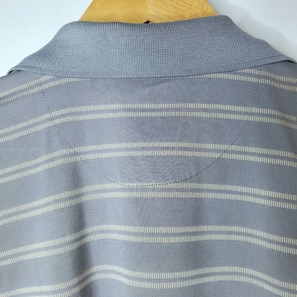 George Short Sleeve Polo Shirt Gray Stripe Size L - Picture 5 of 7